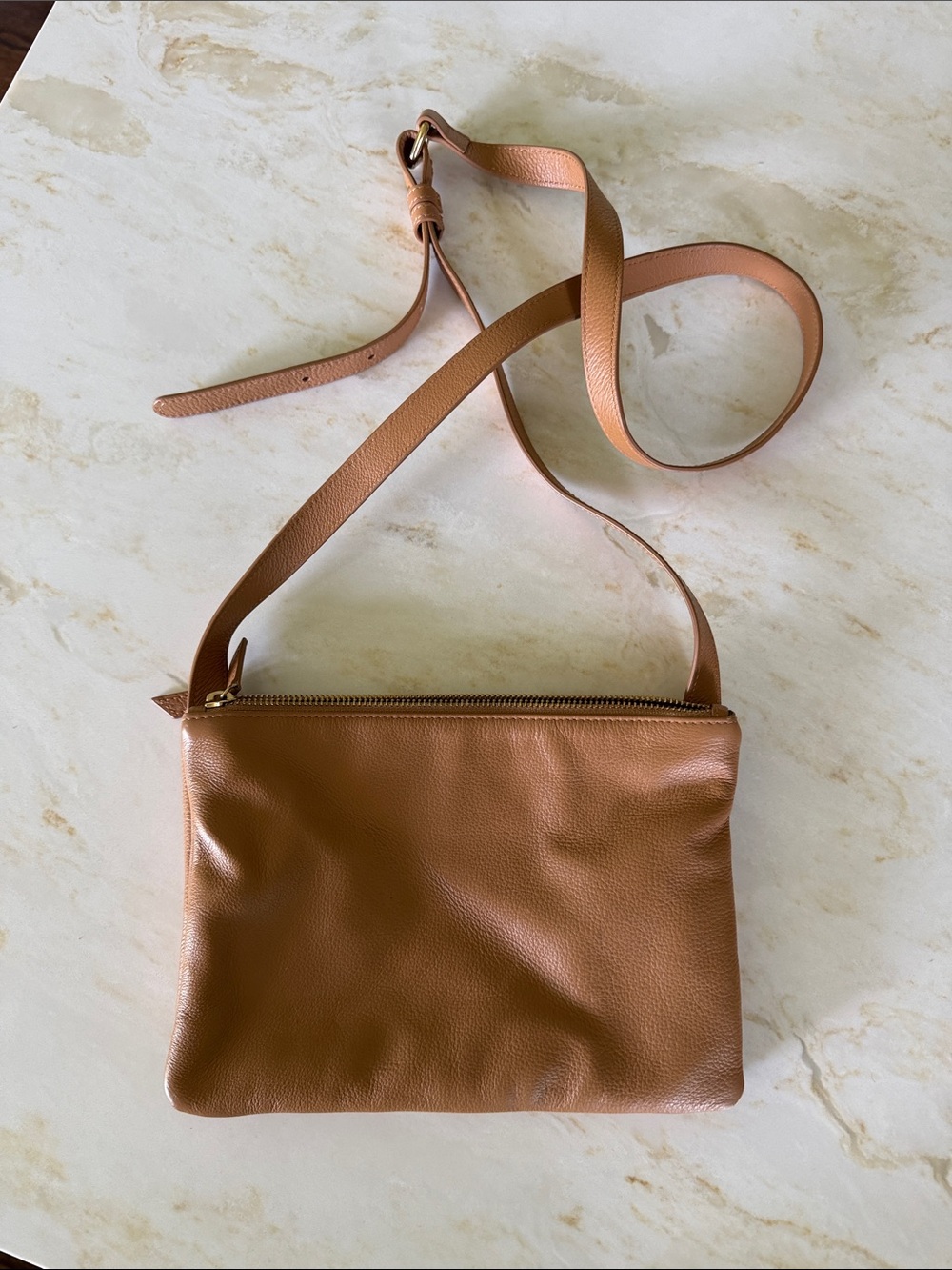 Saks Fifth Avenue Brown Leather Crossbody with Adjustable Strap